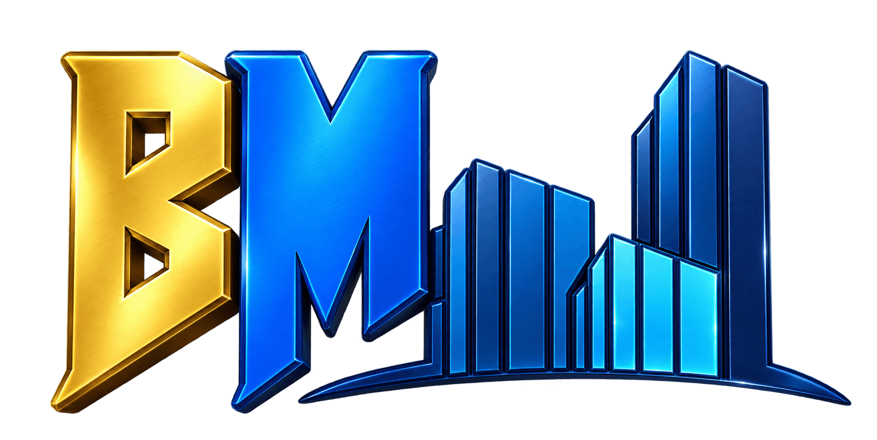 Brighton Marketing — gold and blue 3D BM skyline logo